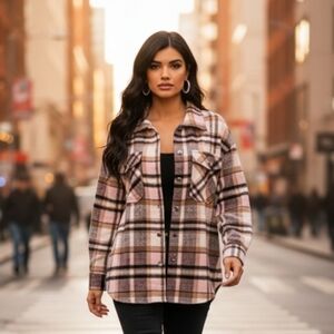 Women's Flannel Shacket Jacket Size Large New Without Tags